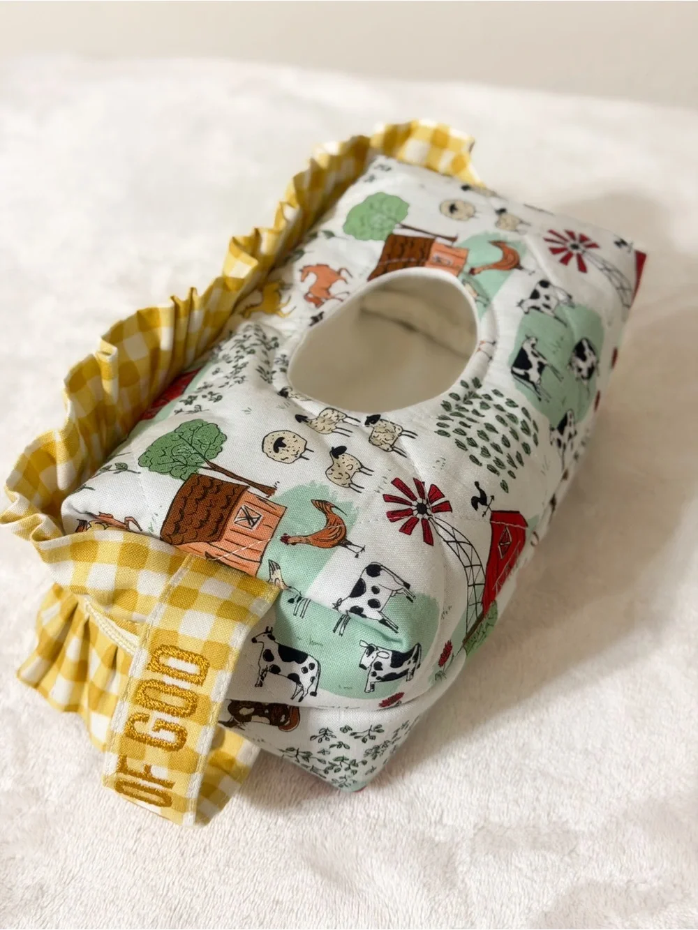 Handmade Pampers Wipes Pouch in “Child of God” Embroidered Handle